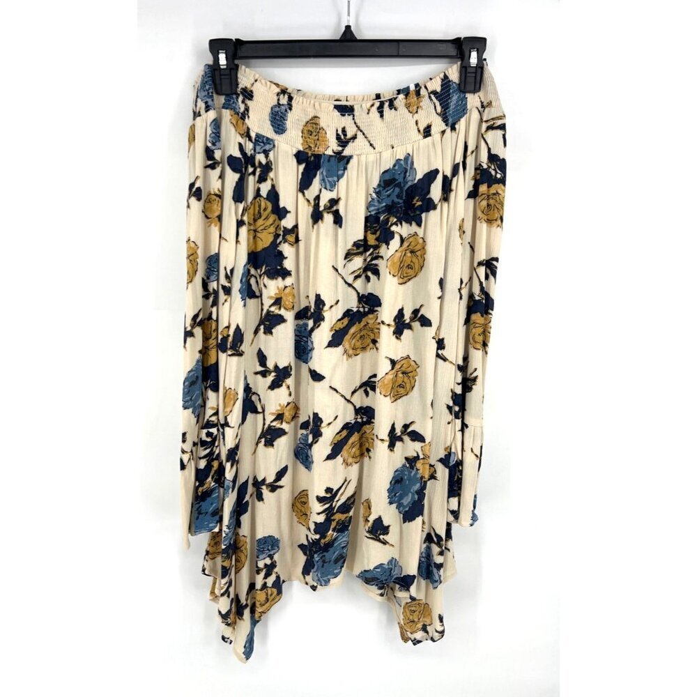 Blu Pepper Womens Floral Mini Dress Size Large Off The Shoulder Bell Sleeve